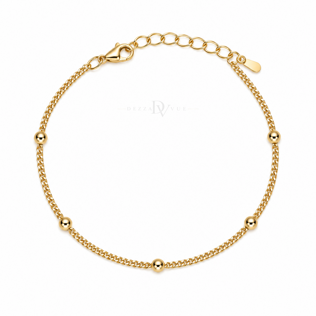 Golden Orbit | Curb and Bead Anklet