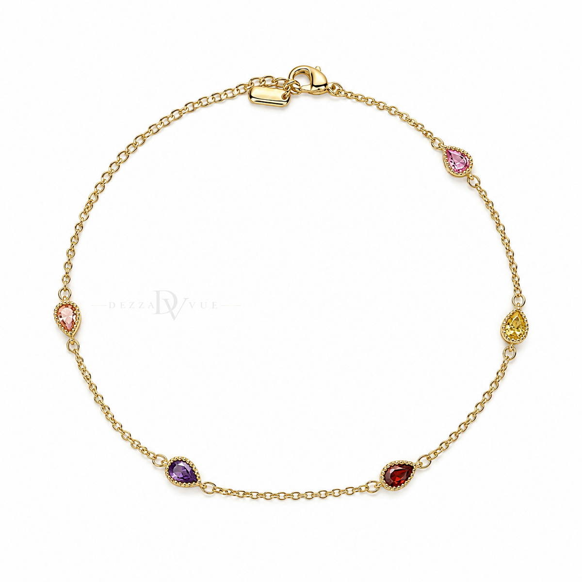 Jardin de Couleur | Multicolor Pear CZ Anklet