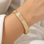 Fleur Texture | CZ Floral Bangle