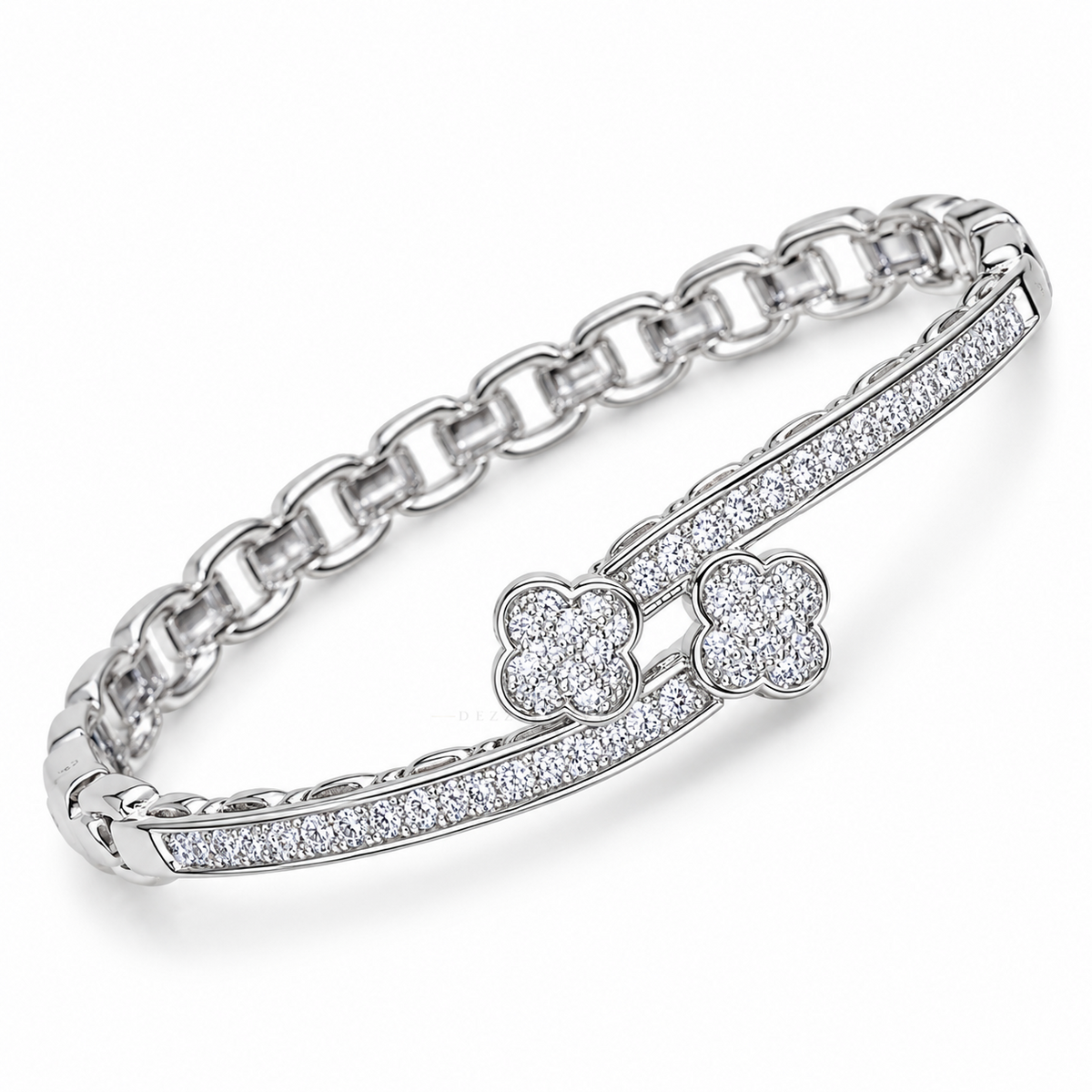Double Clover | Pavé Link Bracelet