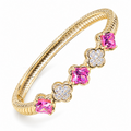 Rosé Bloom | Pink CZ Clover Bangle