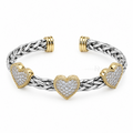 Triple Amour | Two-Tone Heart Cuff