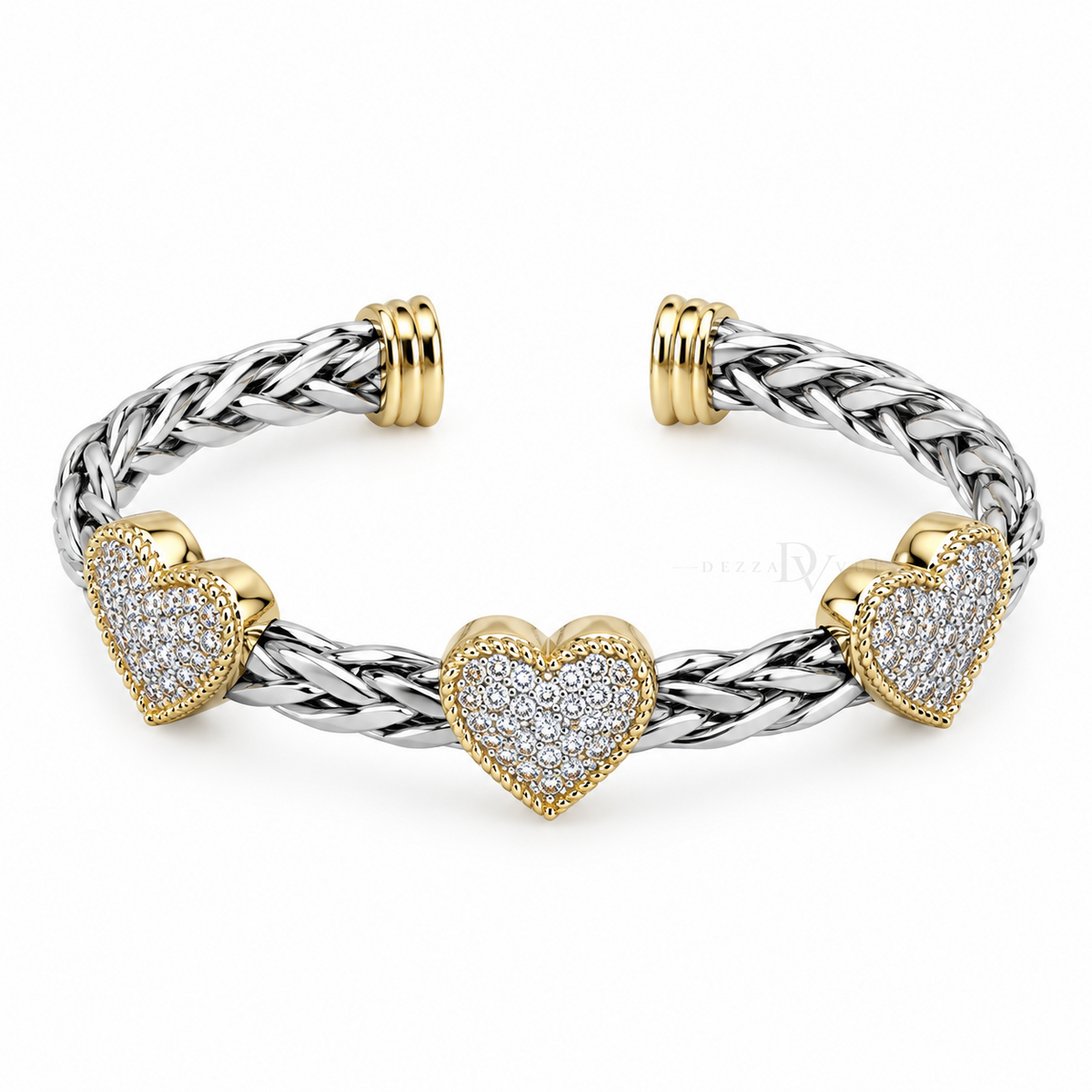 Triple Amour | Two-Tone Heart Cuff