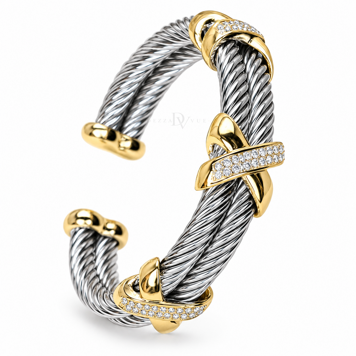 Double Embrace | Two-Tone Pavé Cuff