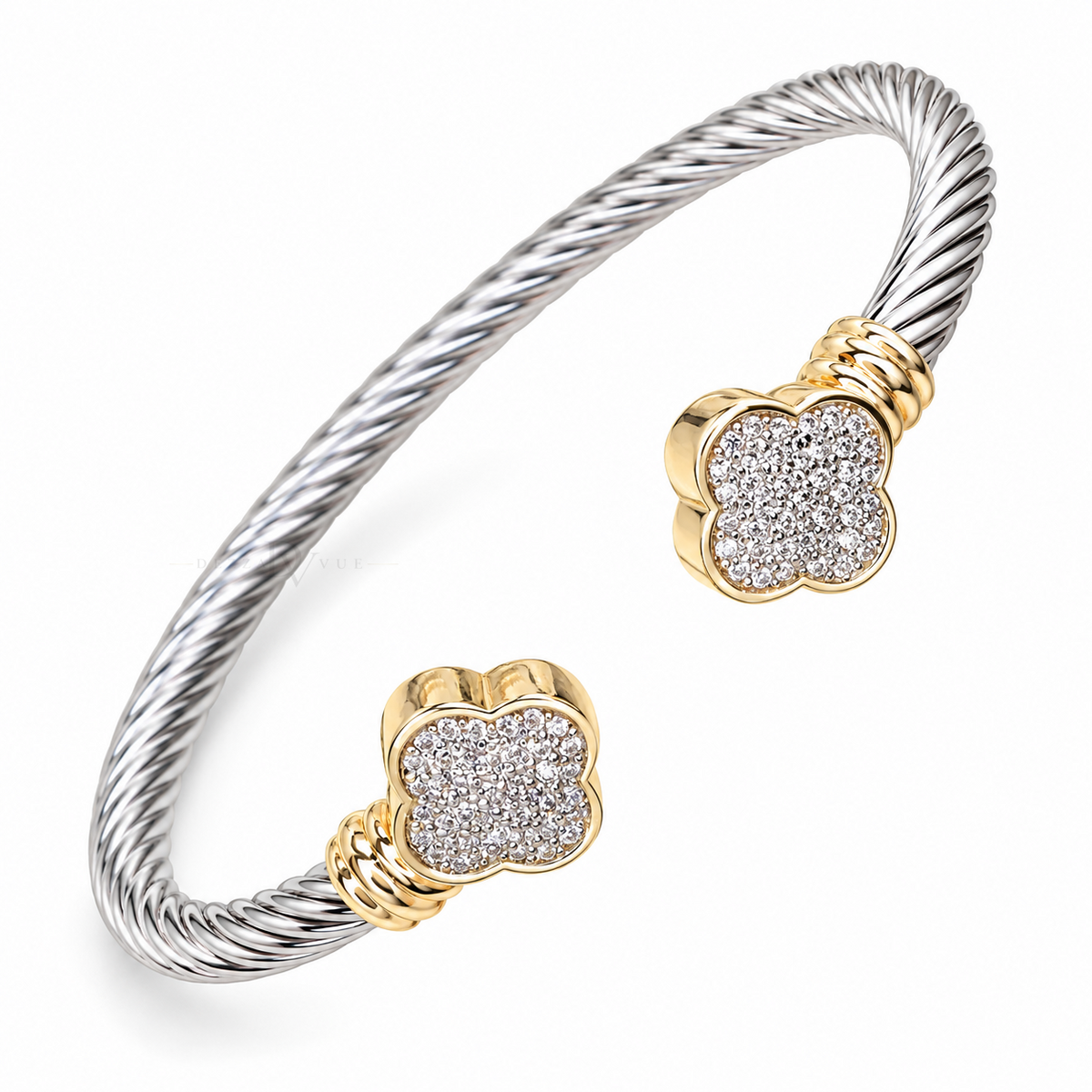 Clover Duo | Two-Tone Pavé Cuff