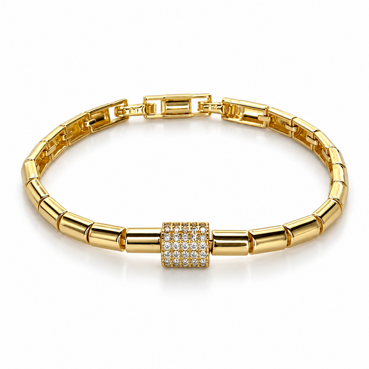 Steadfast ✦ Gold Pavé Lock Link Bracelet