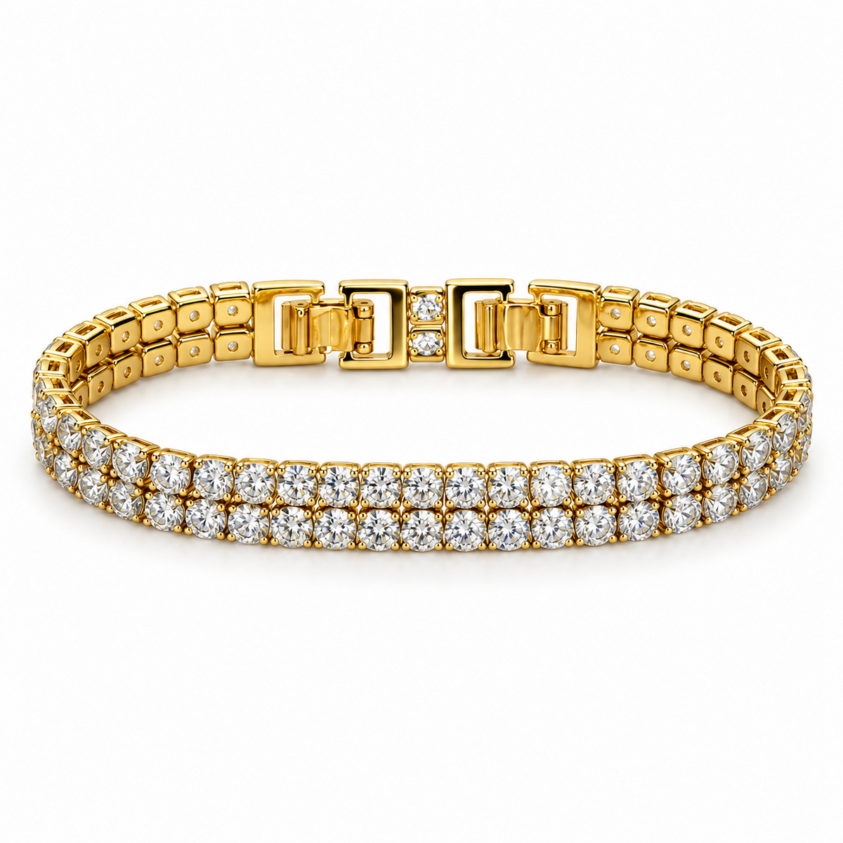 Brilliance ✦ Gold Triple-Row CZ Tennis Bracelet