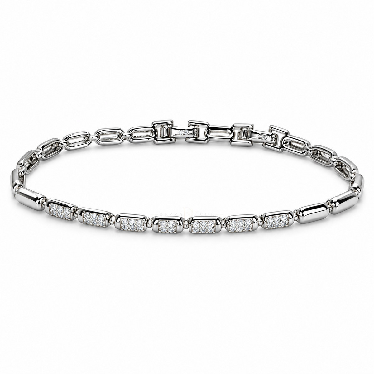 Composed ✦ White Gold Pavé Bar Link Bracelet