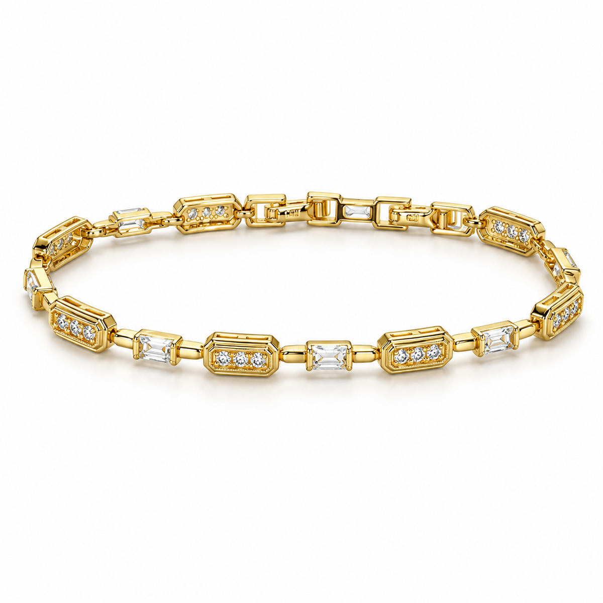 Harmony ✦ Gold Baguette and Pavé Station Bracelet