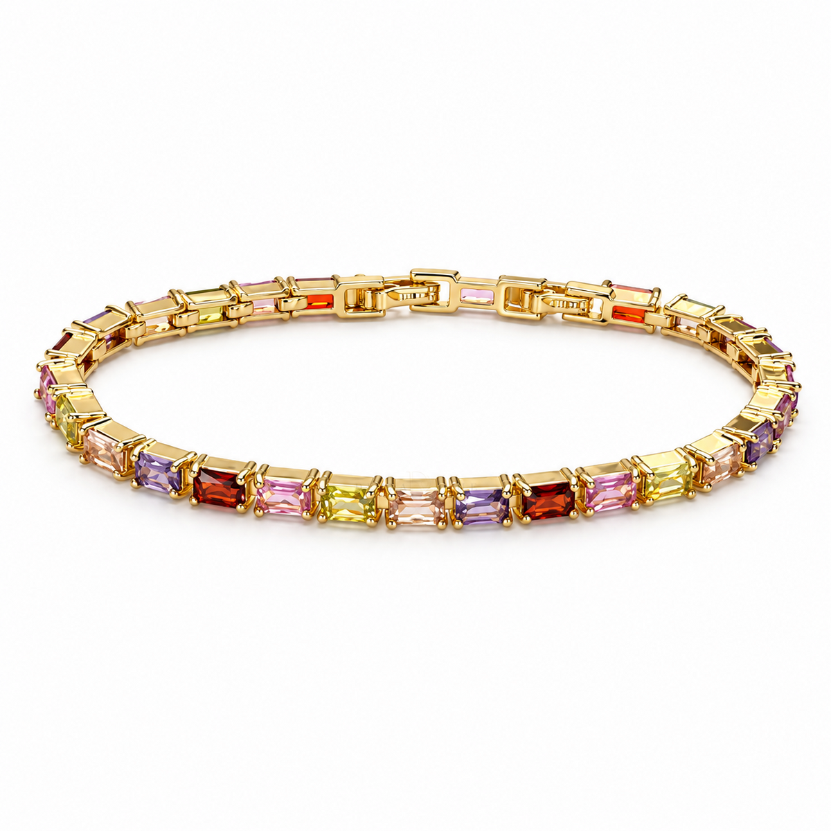 Joyful ✦ Gold Multicolor Baguette Tennis Bracelet