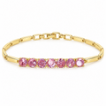 Tender ✦ Gold Pink Round-Cut CZ Bar Bracelet