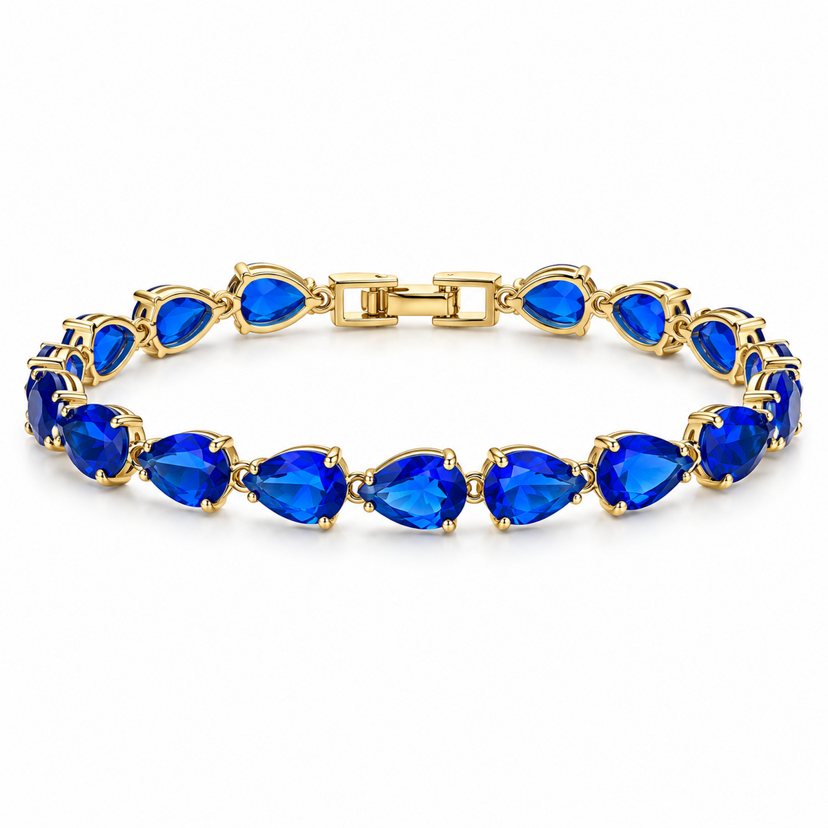 Serenity ✦ Gold Sapphire-Blue Pear Tennis Bracelet