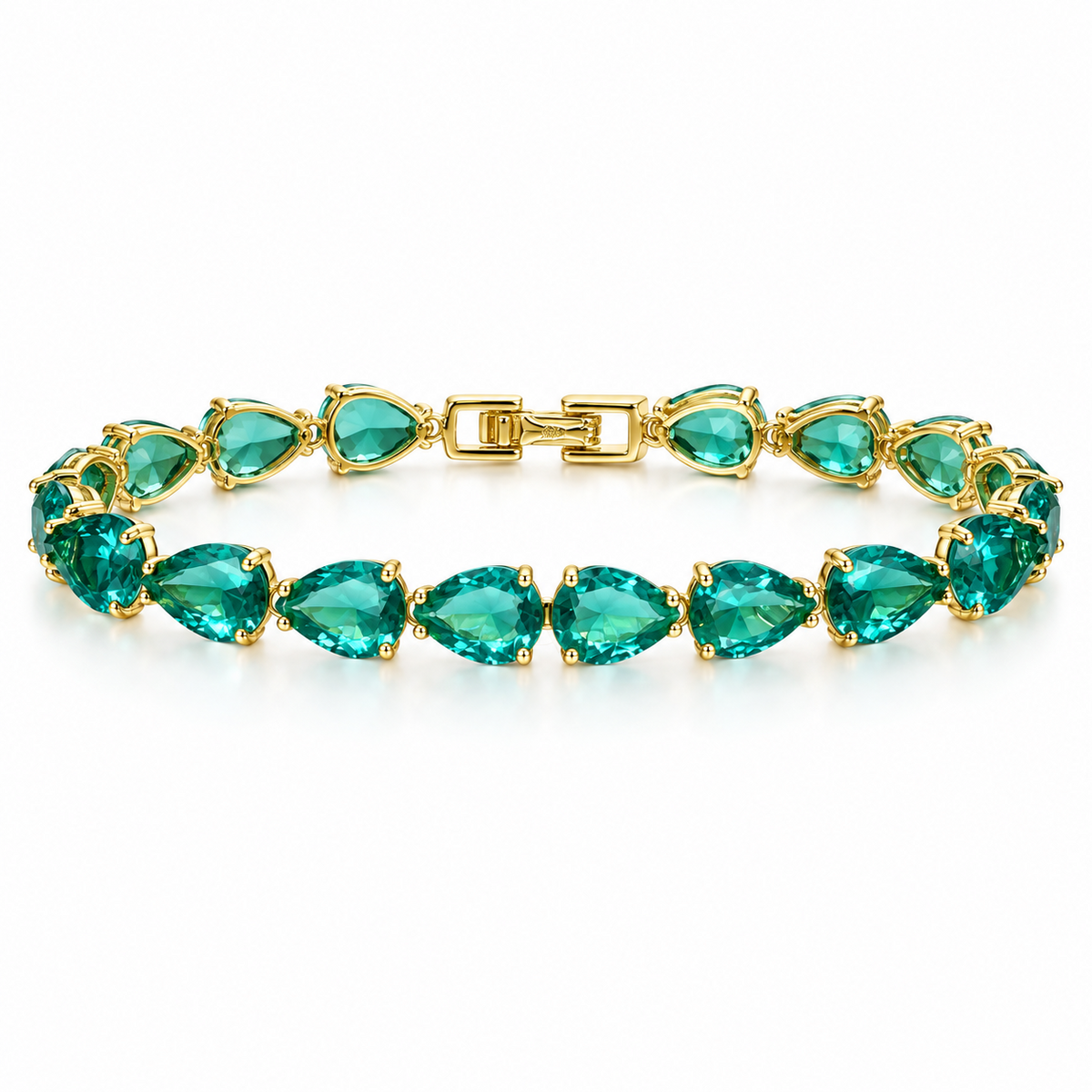 Renewal ✦ Gold Emerald-Green Pear Tennis Bracelet