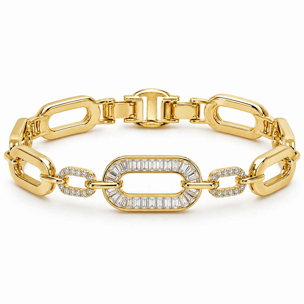 Connection ✦ Gold Baguette Oval Link Bracelet