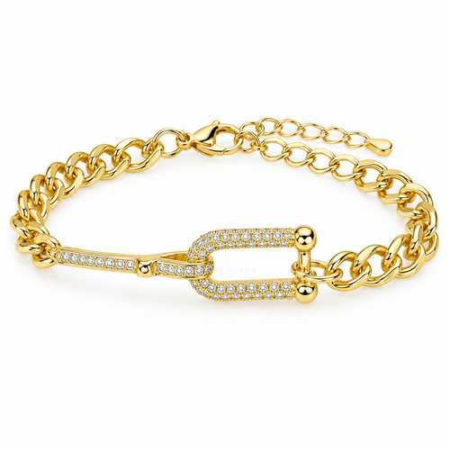 Boldness ✦ Gold Pavé Carabiner Chain Bracelet