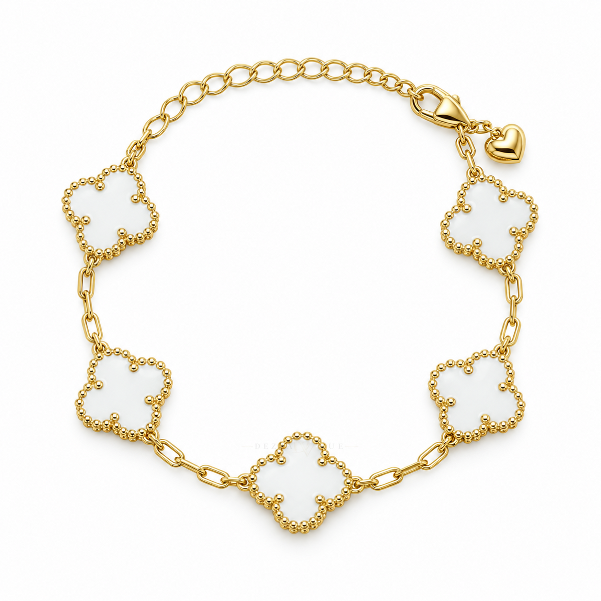 Graceful ✦ Gold White Clover Station Bracelet