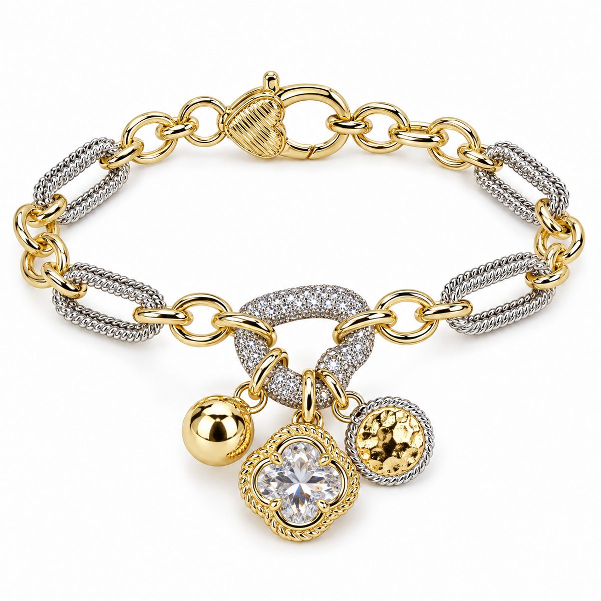 Treasure ✦ Two-Tone Crystal Charm Bracelet