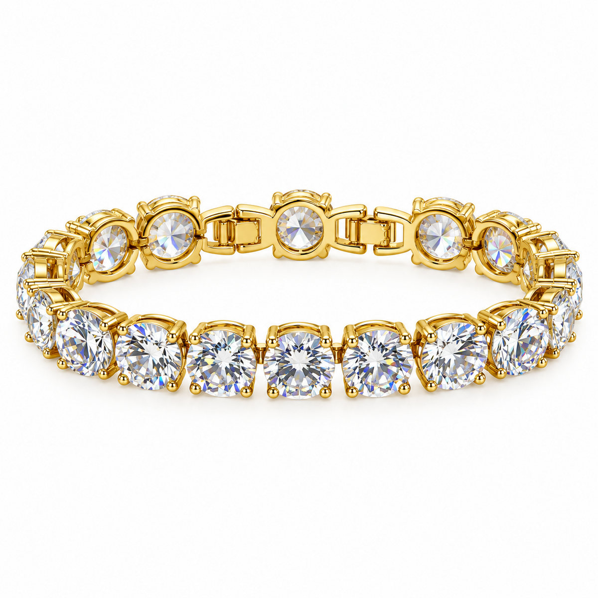 Dazzling ✦ Gold Graduated Round-Cut CZ Bracelet