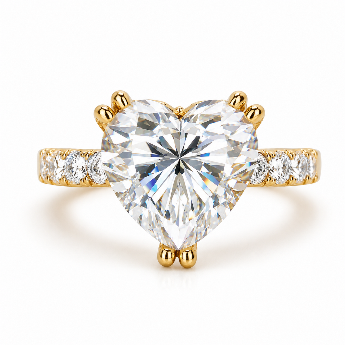 CoriHearts | 6ct Heart-Cut Moissanite Pavé Ring | 14k Gold Vermeil