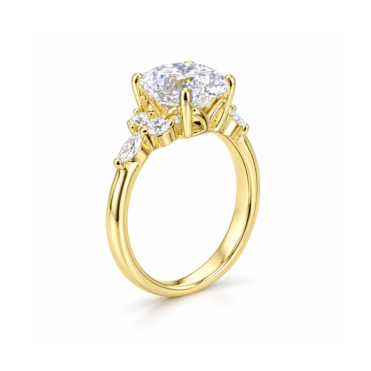 Dezza Vue Mmm(G16) ✨GODDEZZ✨ 3ct Oval Moissanite Tri-sides Ring in Sterling Silver — logo on ring