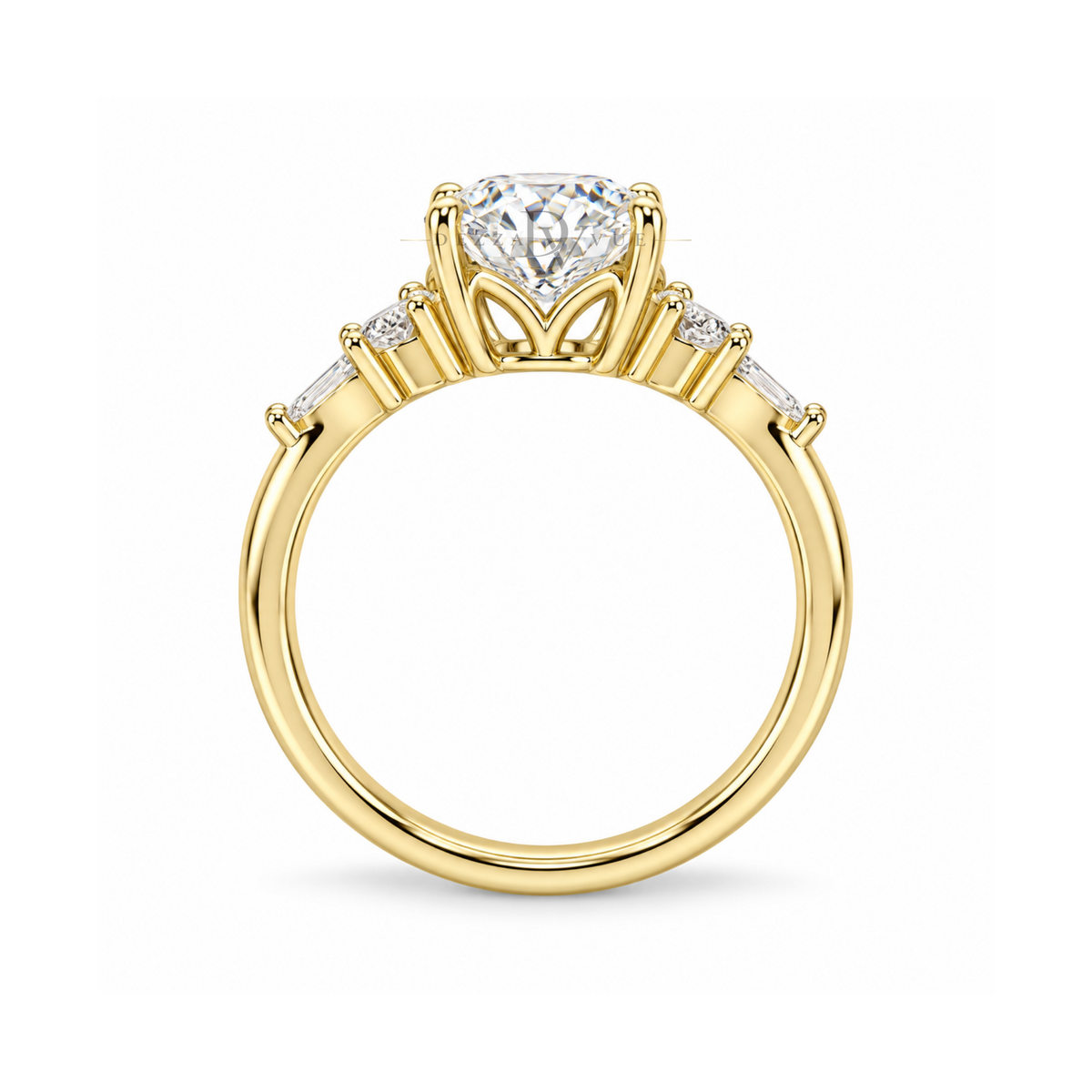Dezza Vue Mmm(G16) ✨GODDEZZ✨ 3ct Oval Moissanite Tri-sides Ring in Sterling Silver — logo on ring