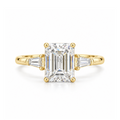 Dezza Vue Mmm(G12) ✨GODDEZZ✨ 5ctw Moissanite Tapered Baguette Three-stone Ring in Sterling Silver — logo on ring