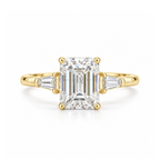 Dezza Vue Mmm(G12) ✨GODDEZZ✨ 5ctw Moissanite Tapered Baguette Three-stone Ring in Sterling Silver — logo on ring