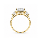 Dezza Vue Mmm(G12) ✨GODDEZZ✨ 5ctw Moissanite Tapered Baguette Three-stone Ring in Sterling Silver — logo on ring