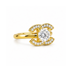 Dezza Vue Mmm✨THE ICON RING✨ Moissanite Ring in 18k Gold over Sterling Silver — logo on ring
