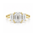 Dezza Vue Mmm(G23) ✨GODDEZZ✨ 3ctw Emerald Cut Moissanite Three-stone Ring in Sterling Silver — logo on ring