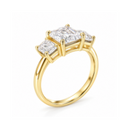 Dezza Vue Mmm(G23) ✨GODDEZZ✨ 3ctw Emerald Cut Moissanite Three-stone Ring in Sterling Silver — logo on ring