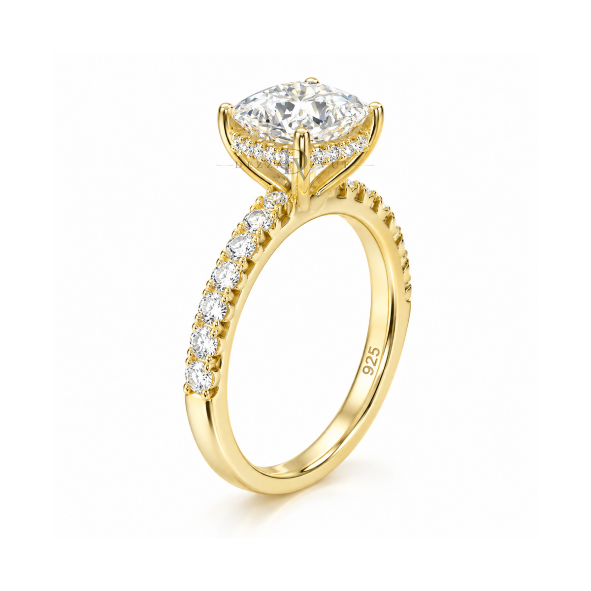Dezza Vue Mmm(G19)✨GODDEZZ✨ 2.68ctw Princess Cut Moissanite Hidden Halo Pavé Ring in Sterling Silver — logo on ring