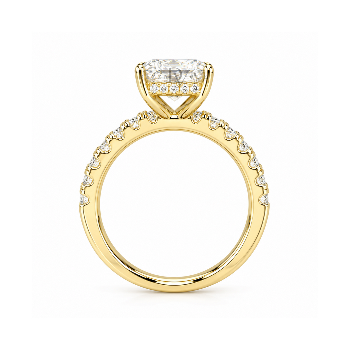 Dezza Vue Mmm(G19)✨GODDEZZ✨ 2.68ctw Princess Cut Moissanite Hidden Halo Pavé Ring in Sterling Silver — logo on ring