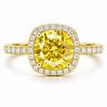 Dezza Vue Mmm.G27✨GOLDEN RADIANCE✨ 2.96ctw Moissanite Halo Pavé Ring in Sterling Silver — logo on ring