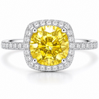 Dezza Vue Mmm.G27✨GOLDEN RADIANCE✨ 2.96ctw Moissanite Halo Pavé Ring in Sterling Silver — logo on ring