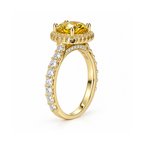 Dezza Vue Mmm.G27✨GOLDEN RADIANCE✨ 2.96ctw Moissanite Halo Pavé Ring in Sterling Silver — logo on ring