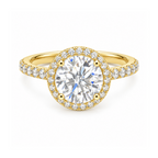 Dezza Vue Mmm(G6)✨GODDEZZ✨ "HALO NOVA" 4.06ctw Moissanite Halo Pavé Ring in Sterling Silver — logo on ring