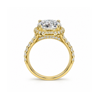 Dezza Vue Mmm(G6)✨GODDEZZ✨ "HALO NOVA" 4.06ctw Moissanite Halo Pavé Ring in Sterling Silver — logo on ring