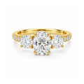 Dezza Vue Mmm(G20)✨GODDEZZ✨"EVERGLOW" 3.68ctw Moissanite w/ Hidden Halo Three-stone Pave Ring in Sterling Silver — logo on ring