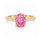 Dezza Vue Mmm(G28) ✨GODDEZZ✨2.36ctw Pink Oval Moissanite Pavé Engagement Ring in Sterling Silver — logo on ring