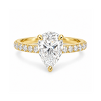 Dezza Vue Mmm(G24)✨GODDEZZ✨2.53ctw Pear Moissanite w/ Hidden Halo Pavé Engagement Ring in Sterling Silver — logo on ring