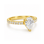 Dezza Vue Mmm(G24)✨GODDEZZ✨2.53ctw Pear Moissanite w/ Hidden Halo Pavé Engagement Ring in Sterling Silver — logo on ring