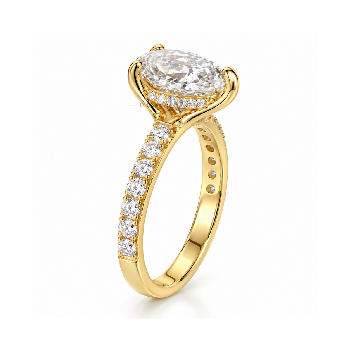 Dezza Vue Mmm(G24)✨GODDEZZ✨2.53ctw Pear Moissanite w/ Hidden Halo Pavé Engagement Ring in Sterling Silver — logo on ring
