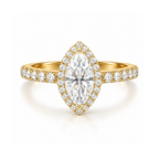 Dezza Vue Mmm(G31)✨GODDEZZ✨1.86ctw Marquise Moissanite Halo Pavé Wedding Ring in Sterling Silver — logo on ring
