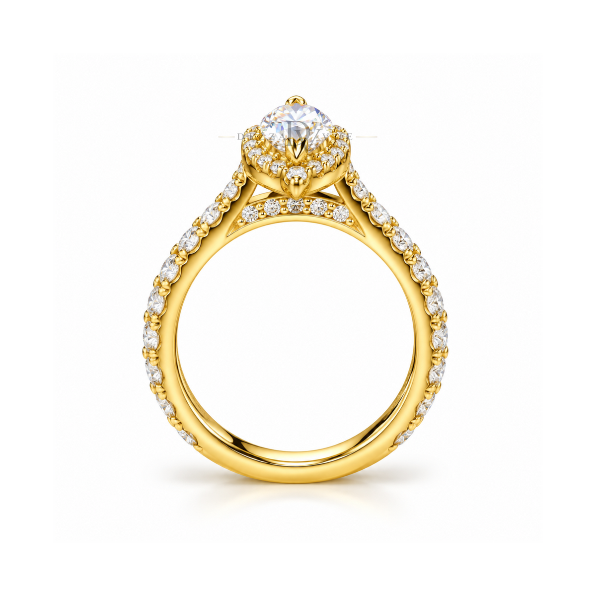 Dezza Vue Mmm(G31)✨GODDEZZ✨1.86ctw Marquise Moissanite Halo Pavé Wedding Ring in Sterling Silver — logo on ring
