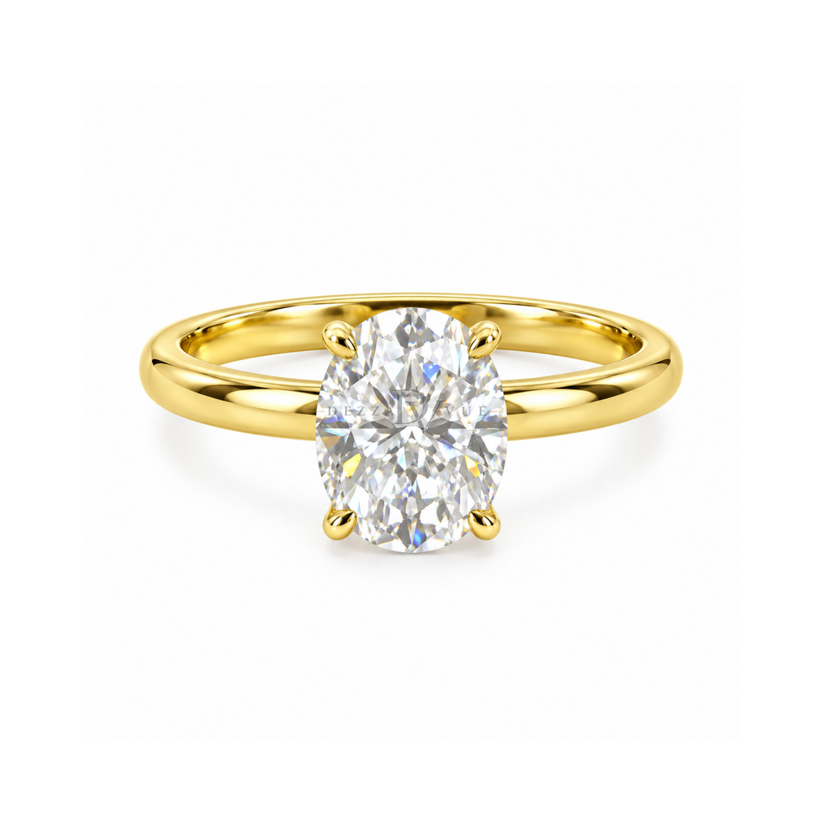 Dezza Vue Mmm(G21)✨GODDEZZ✨2.12ctw Oval Moissanite w/ Hidden Halo Solitaire Engagement Ring in Sterling Silver — logo on ring