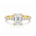 Dezza Vue Mmm(G15)✨GODDEZZ✨ 3.42ctw Emerald Cut Moissanite Pavé Engagement Ring in Sterling Silver — logo on ring
