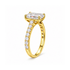 Dezza Vue Mmm(G15)✨GODDEZZ✨ 3.42ctw Emerald Cut Moissanite Pavé Engagement Ring in Sterling Silver — logo on ring