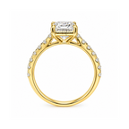 Dezza Vue Mmm(G15)✨GODDEZZ✨ 3.42ctw Emerald Cut Moissanite Pavé Engagement Ring in Sterling Silver — logo on ring