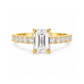 Dezza Vue Mmm(G25)✨GODDEZZ✨1.42ctw Emerald Cut Moissanite Pavé Engagement Ring in Sterling Silver — logo on ring